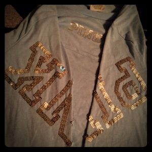 VS PINK baby blue 3 quarter sleeve bling